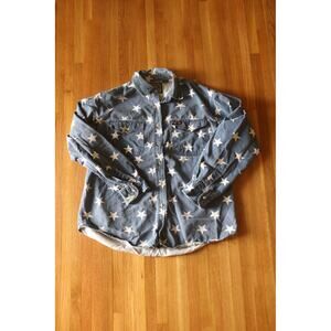 Vintage 90s Faded Glory Denim Stars Utility Button Up Shirt